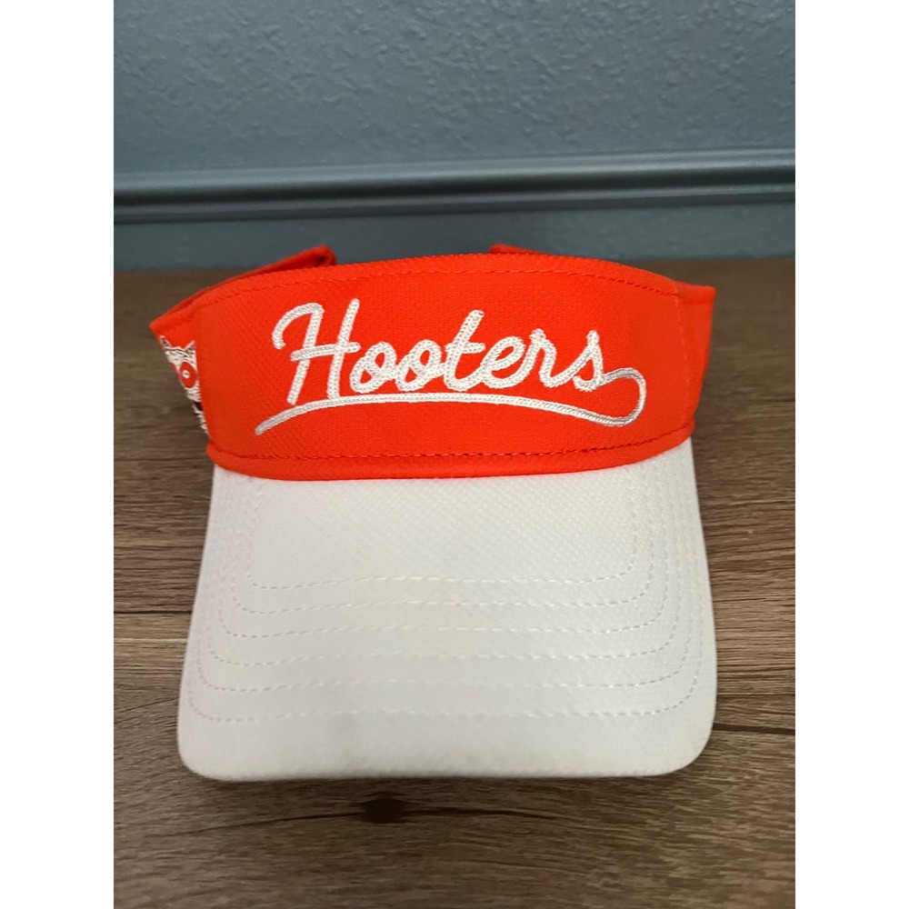 Hooters Orange White‎ Otto Adjustable Visor Cap Hat